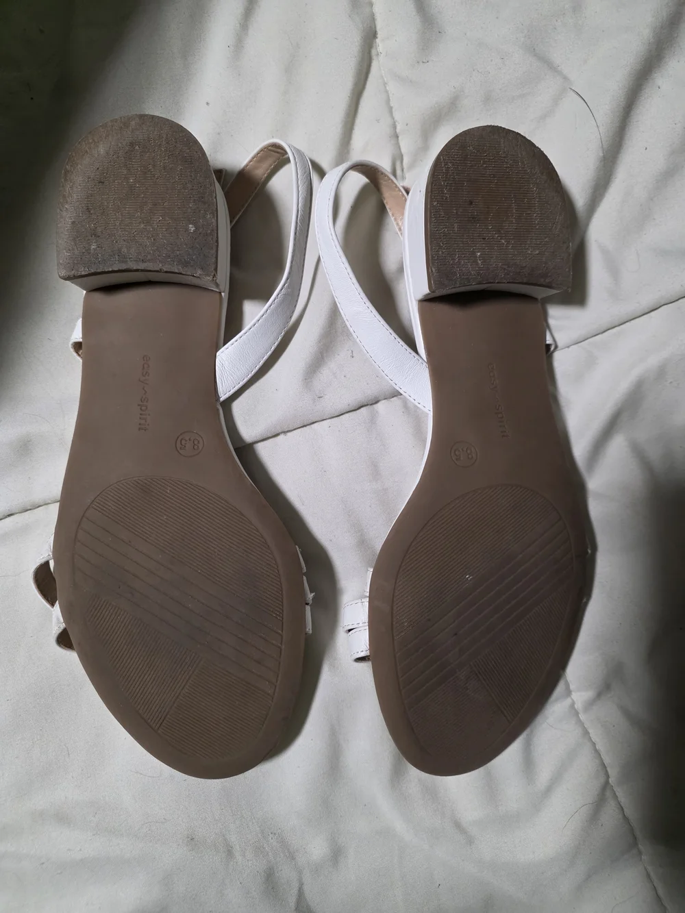 Women's Cream Strappy Low Block Heel Sandals